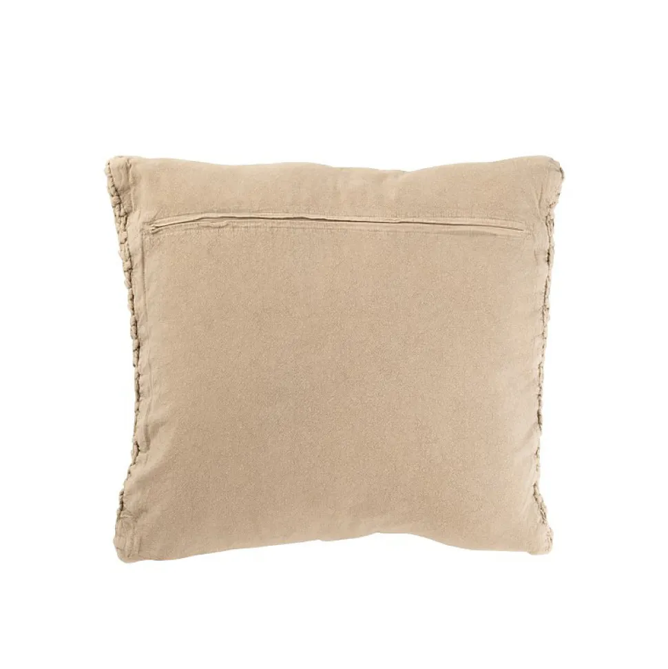 Coussin carré en coton beige 50x50x12 cm