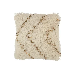 Coussin carré en coton blanc et doré 47x47cm