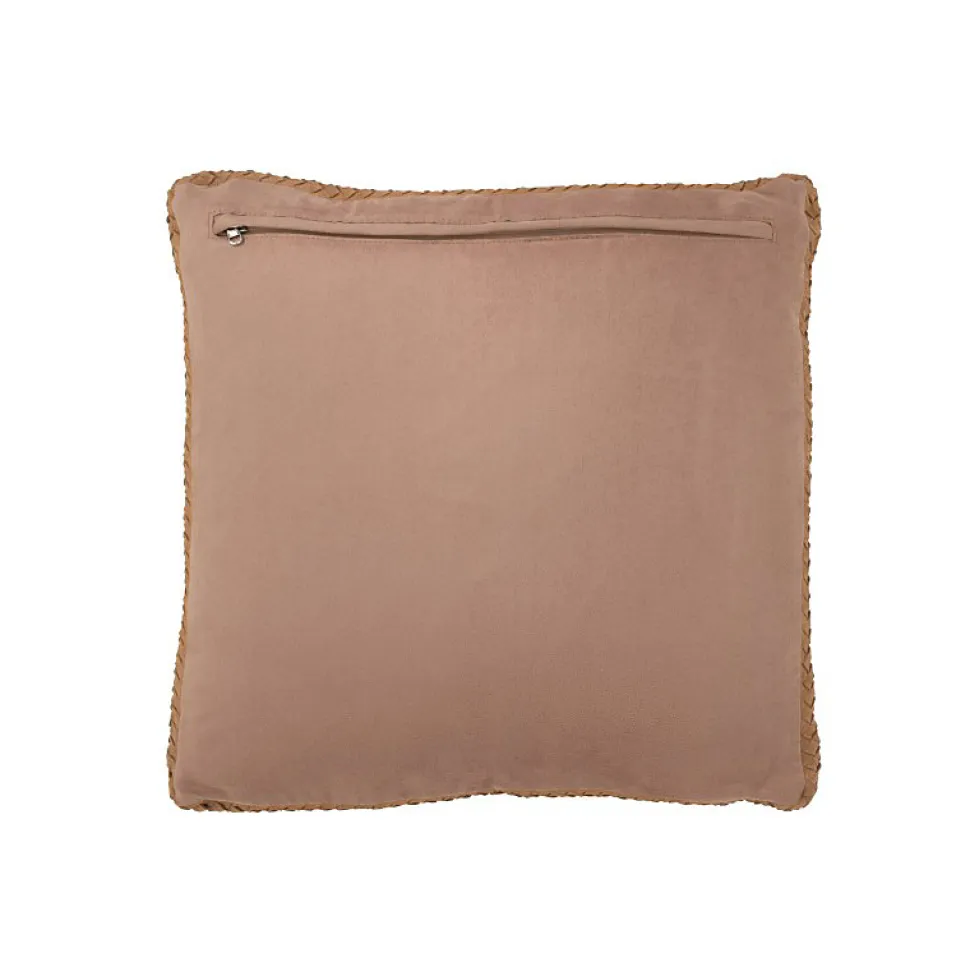 Coussin carré en cuir marron 45x45x7 cm