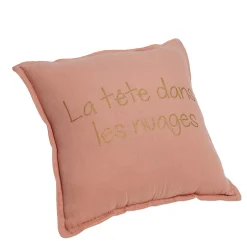 Coussin carré "La tête dans les nuages" (40x40 cm - Rose)