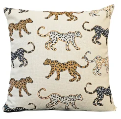 Coussin carré Leopold imprimé tigres beige L.45 x l.45cm Deco&co