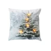 Coussin carré lumineux en velours imprimé sapin