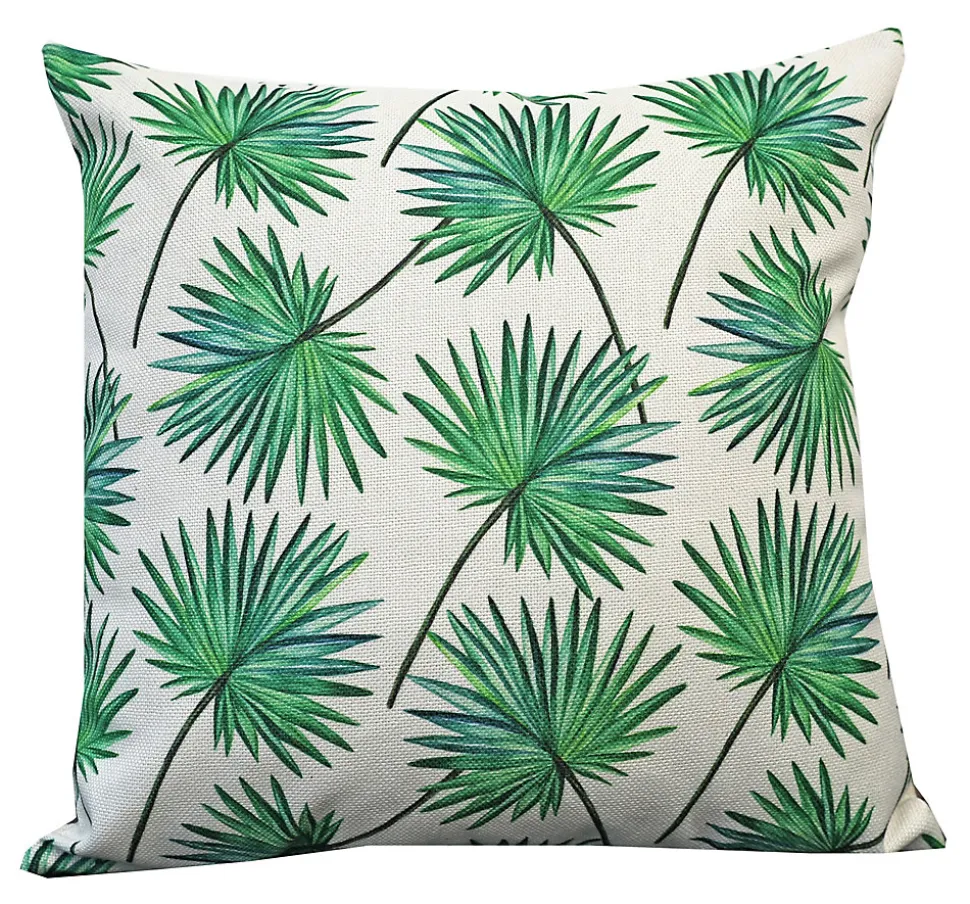 Coussin carré Palma feuillage tropical vert L.45 x l.45cm Deco&co