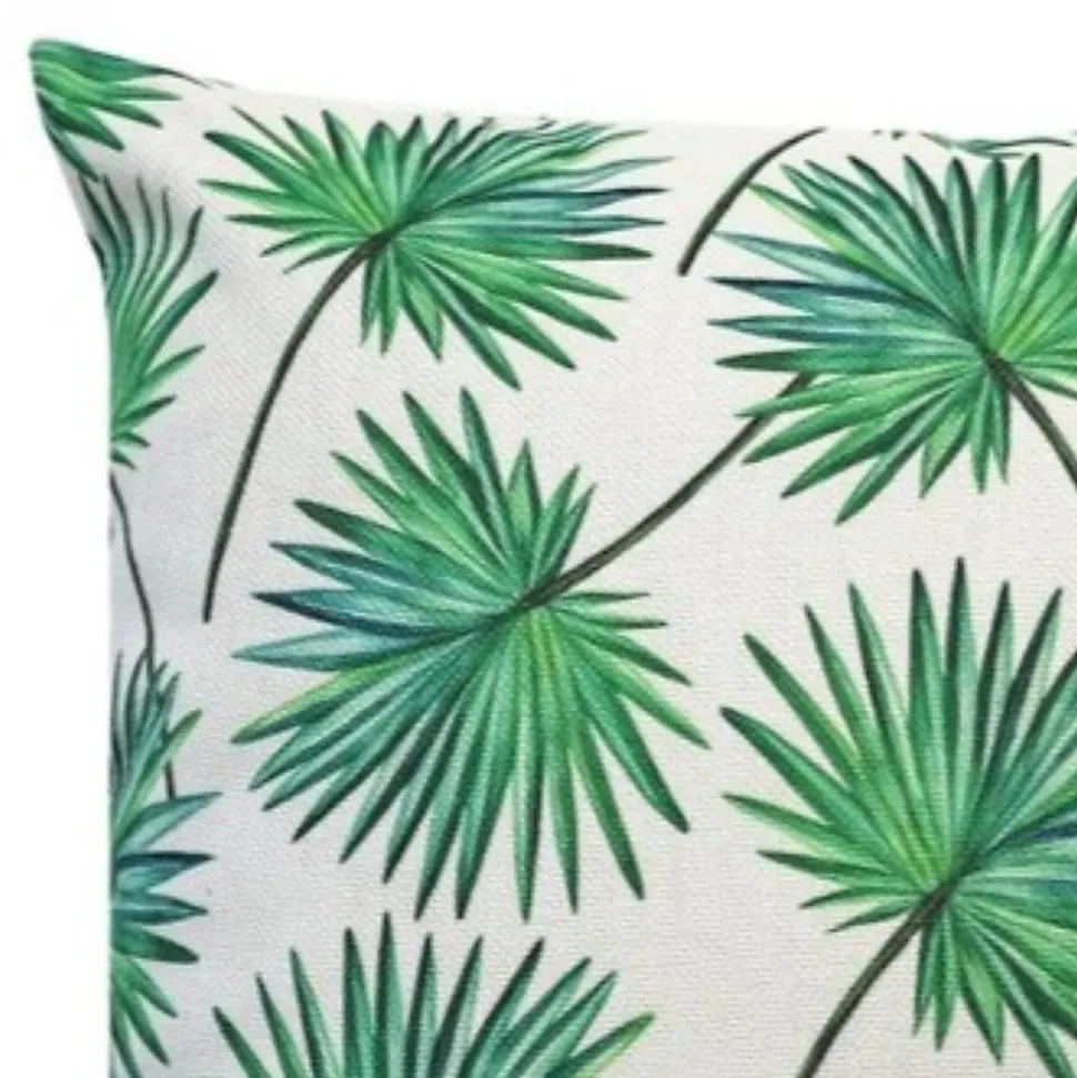 Coussin carré Palma feuillage tropical vert L.45 x l.45cm Deco&co