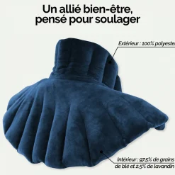 Coussin chauffant, tour de cou pour épaules et nuque - Bleu - Vivezen