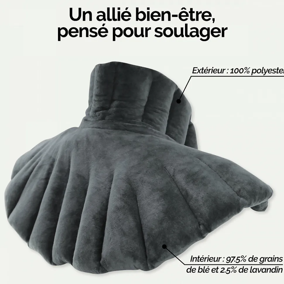 Coussin chauffant, tour de cou pour épaules et nuque - Noir - Vivezen