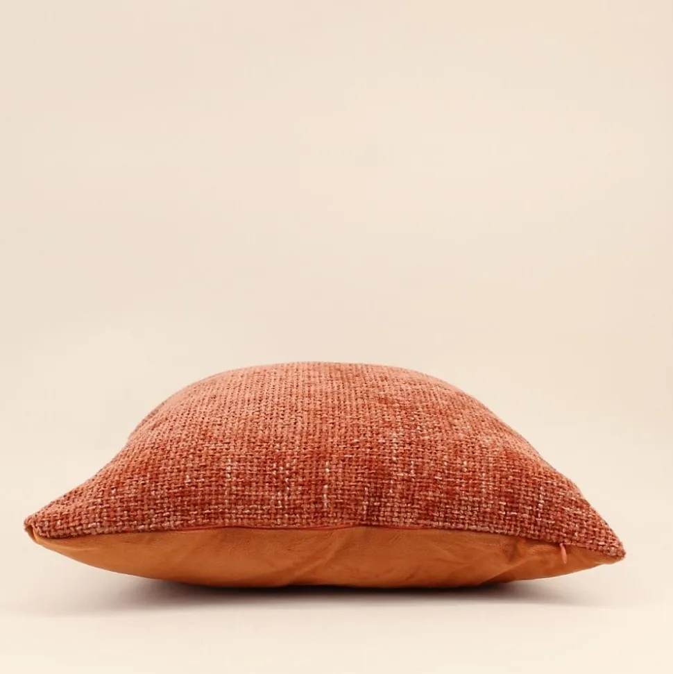 Coussin chiné en velours orange 45x45cm