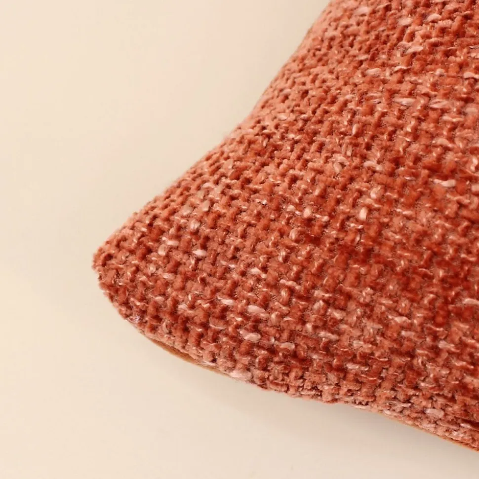Coussin chiné en velours orange 45x45cm