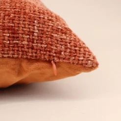 Coussin chiné en velours orange 45x45cm
