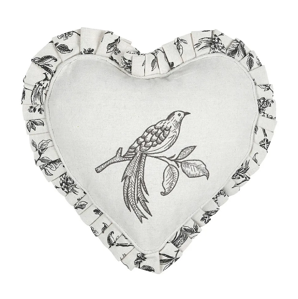 Coussin coeur style campagne chic (30x30 cm - Ecru)