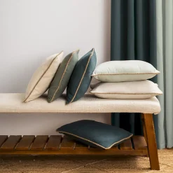 COUSSIN COTON RECYCLE PIPING JUTE VERT EMERAUDE 40X40