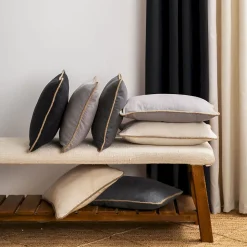 COUSSIN COTON RECYCLE PIPING JUTE GRIS CLAIR 40X40