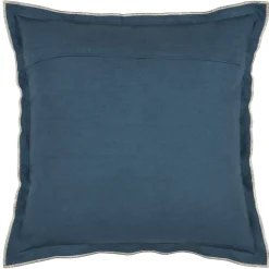 Coussin coton volant plat feston noir (45x45 cm - Bleu)