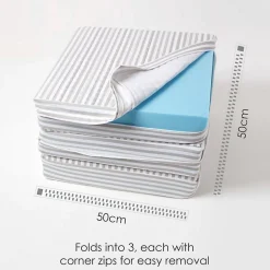 Coussin d'assise déhoussable pour canapé 3 places en coton, gris rayé - HOMESCAPES