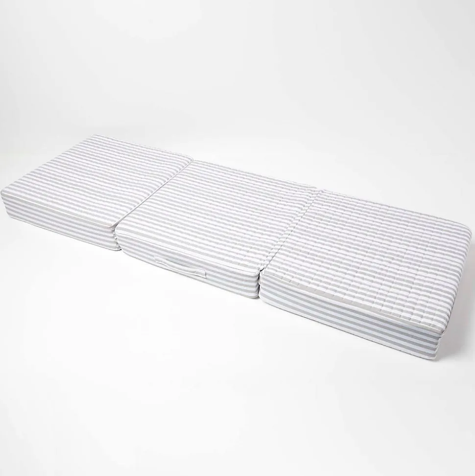 Coussin d'assise déhoussable pour canapé 3 places en coton, gris rayé - HOMESCAPES