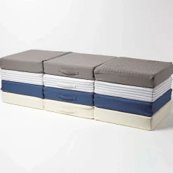 Coussin d'assise déhoussable pour canapé 3 places en coton, gris rayé - HOMESCAPES