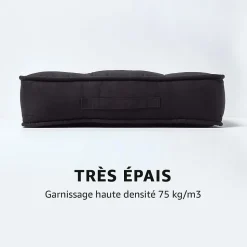Coussin d'assise rehausseur en suédine noir, 50 x 50 x 10 cm - HOMESCAPES