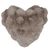 Coussin décoratif cœur imitation fourrure (40x45 cm - Naturel)