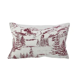 Coussin décoratif déhoussable style montagne (30x50 cm - Rouge)