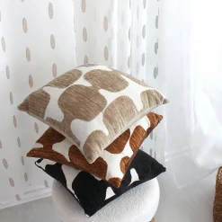 Coussin décoratif déhoussable jacquard motif moderne (40x40 cm - Beige)