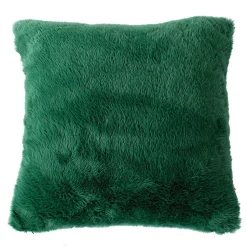 Coussin décoratif imitation fourrure toucher ultra doux (40x40 cm - Vert)