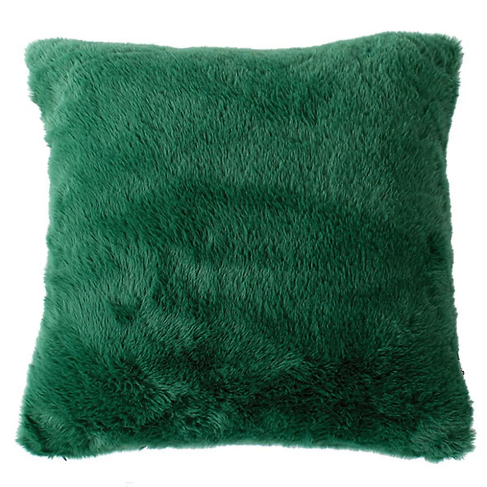 Coussin décoratif imitation fourrure toucher ultra doux (40x40 cm - Vert)
