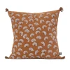 Coussin décoratif imprimé motif floral (45x45 cm - Marron Brun)