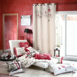 Coussin décoratif montagne ski en coton (45x45 cm - Gris)