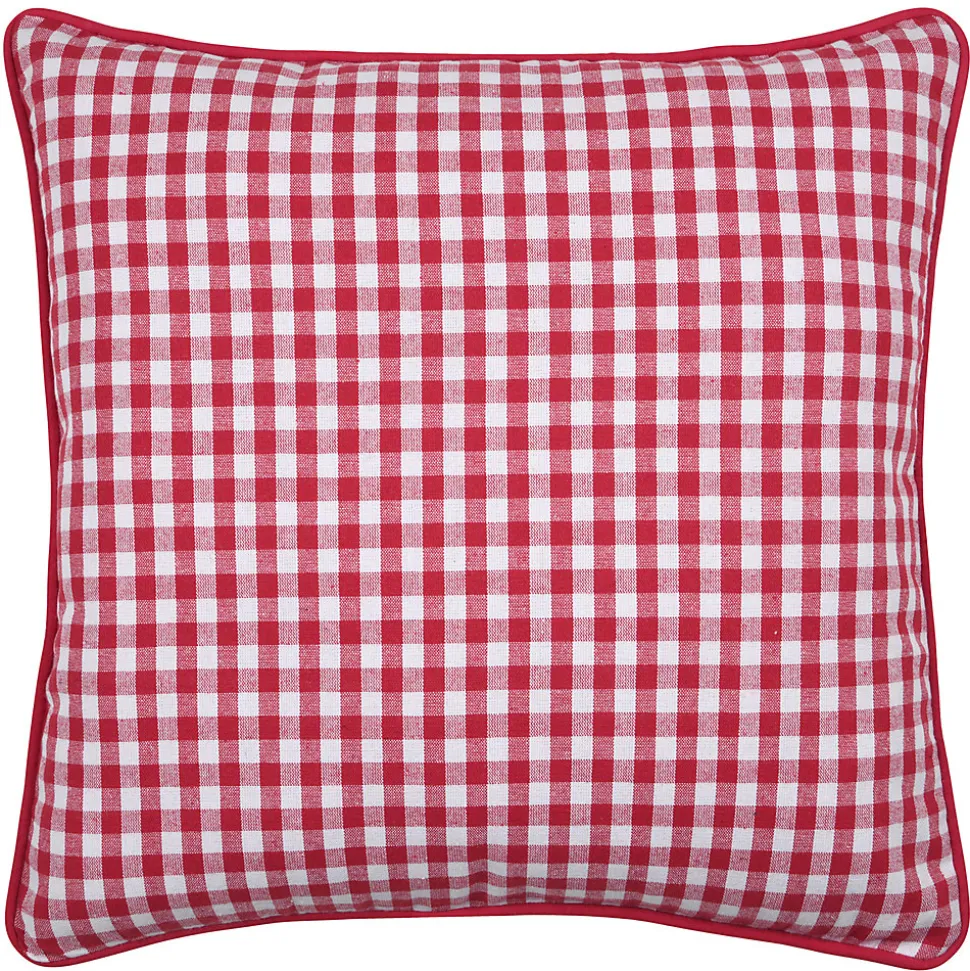 Coussin décoratif motif vichy en polycoton (45x45 cm - Rouge)