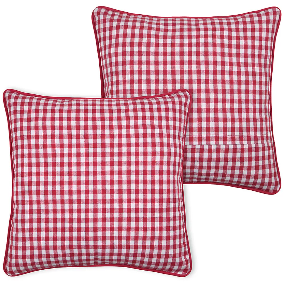 Coussin décoratif motif vichy en polycoton (45x45 cm - Rouge)