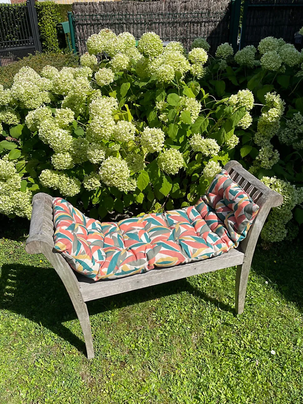Coussin de banc feuilles multicouleur L.120 x l.42 x ep.4 cm Ornami