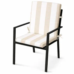 Coussin de chaise assise et dossier imperméable à rayures ARCACHON (40x90 cm - Lin)