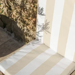 Coussin de chaise assise et dossier imperméable à rayures ARCACHON (40x90 cm - Lin)
