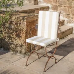 Coussin de chaise assise et dossier imperméable à rayures ARCACHON (40x90 cm - Lin)