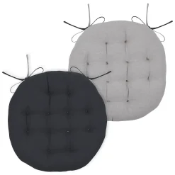 Coussin de chaise ronde réversible anthracite et gris