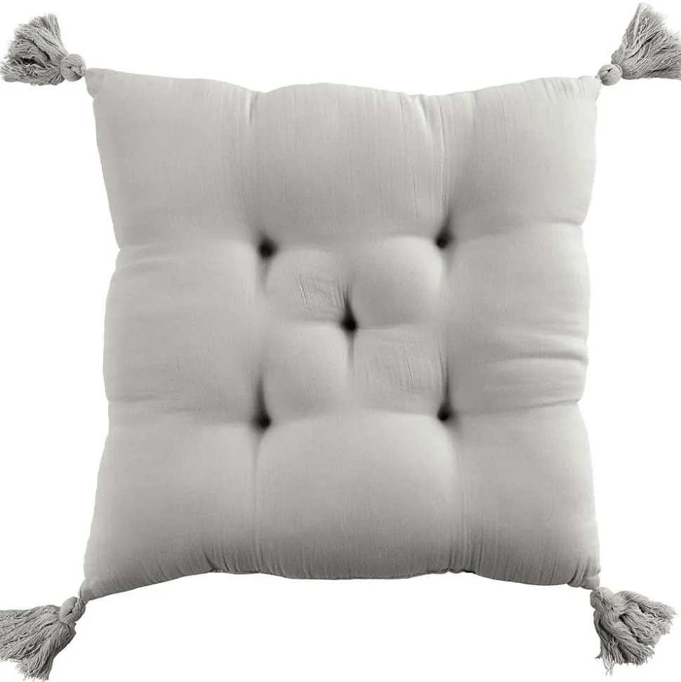 Coussin de chaise 40x40 cm Gaze de coton avec pompons Nuage