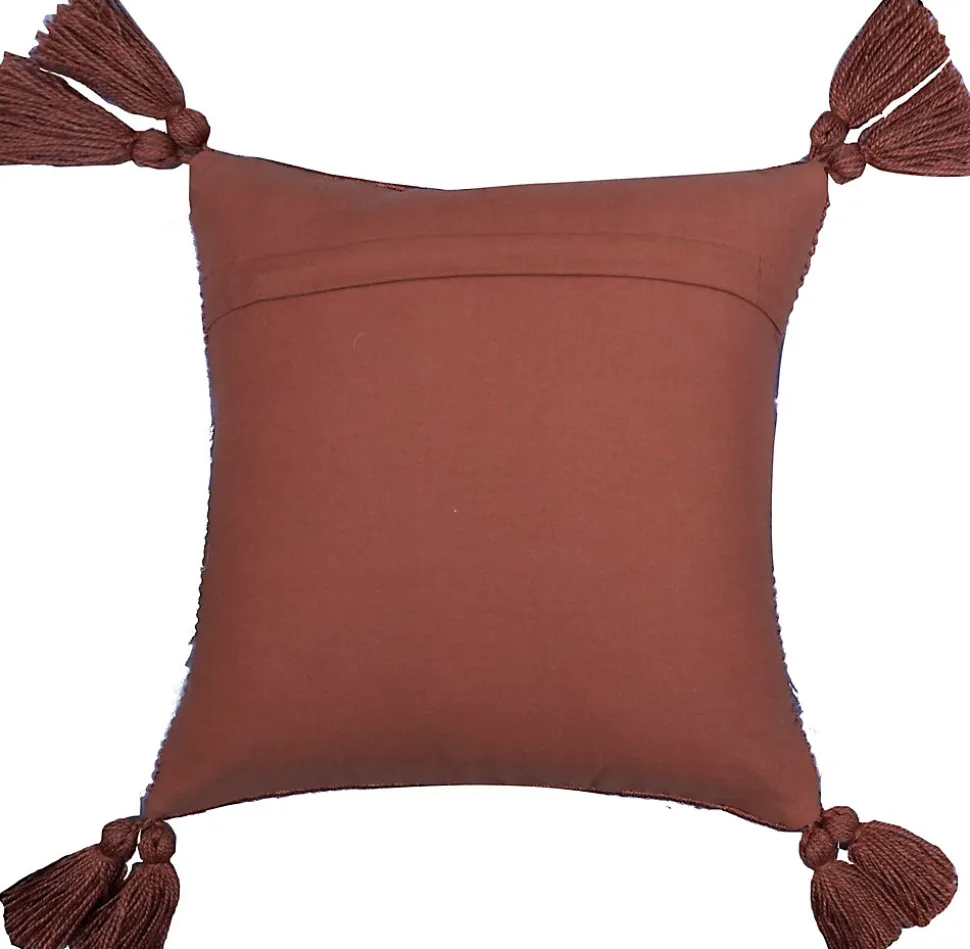 Coussin de coussin tissu texturé pomposs terracotta L.40 x l.40cm Ornami