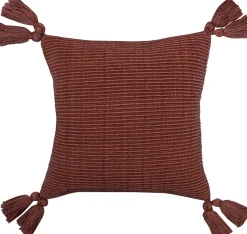 Coussin de coussin tissu texturé pomposs terracotta L.40 x l.40cm Ornami