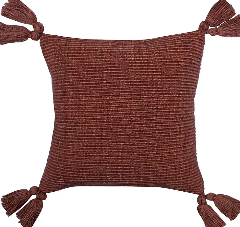 Coussin de coussin tissu texturé pomposs terracotta L.40 x l.40cm Ornami
