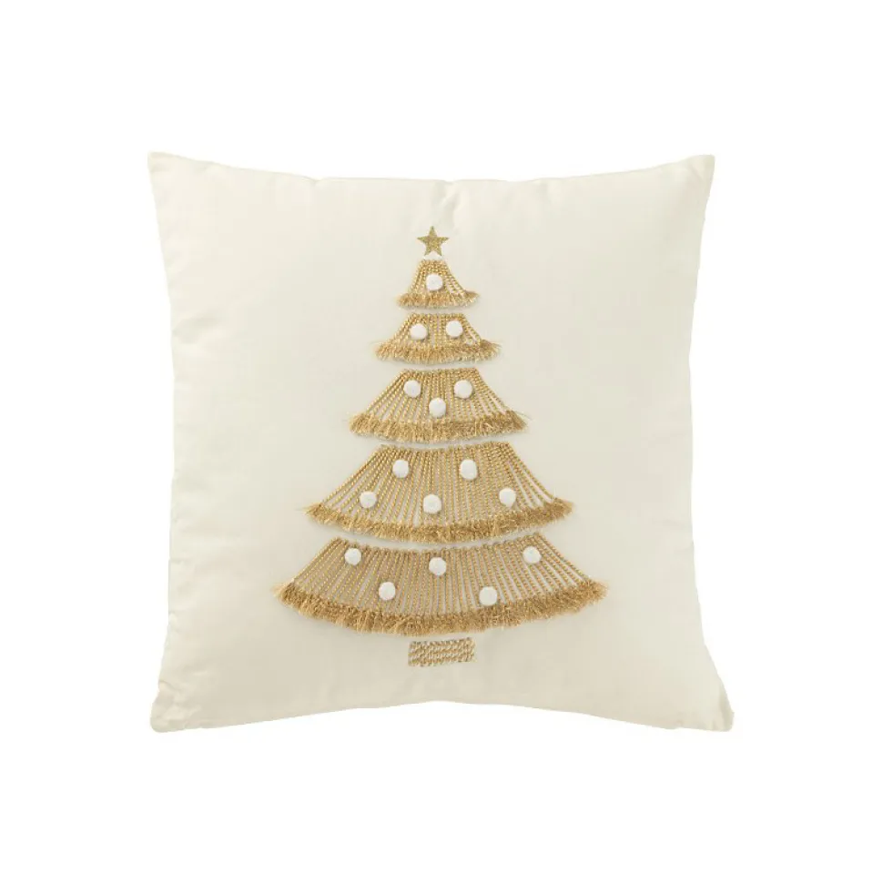 Coussin de Noël carré en coton blanc 45x45x12 cm