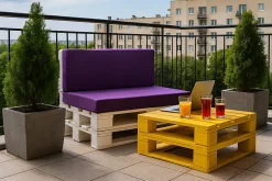 Coussin de palette 120x50x10cm assise, coussin de palette Violet, coussin de mobilier de jardin, coussin de jardin