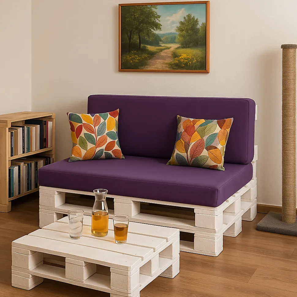 Coussin de palette 120x50x10cm assise, coussin de palette Violet, coussin de mobilier de jardin, coussin de jardin