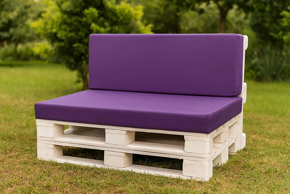 Coussin de palette 120x40x10cm assise, coussin de palette Violet, coussin de mobilier de jardin, coussin de jardin