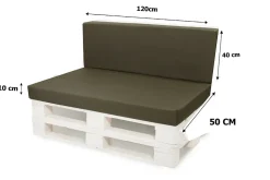 Coussin de palette 120x40x10cm assise, coussin de palette Vert, coussin de mobilier de jardin, coussin de jardin