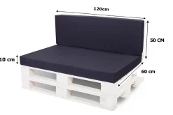Coussin de palette 120x80x10cm assise, coussin de palette Bleu, coussin de mobilier de jardin, coussin de jardin