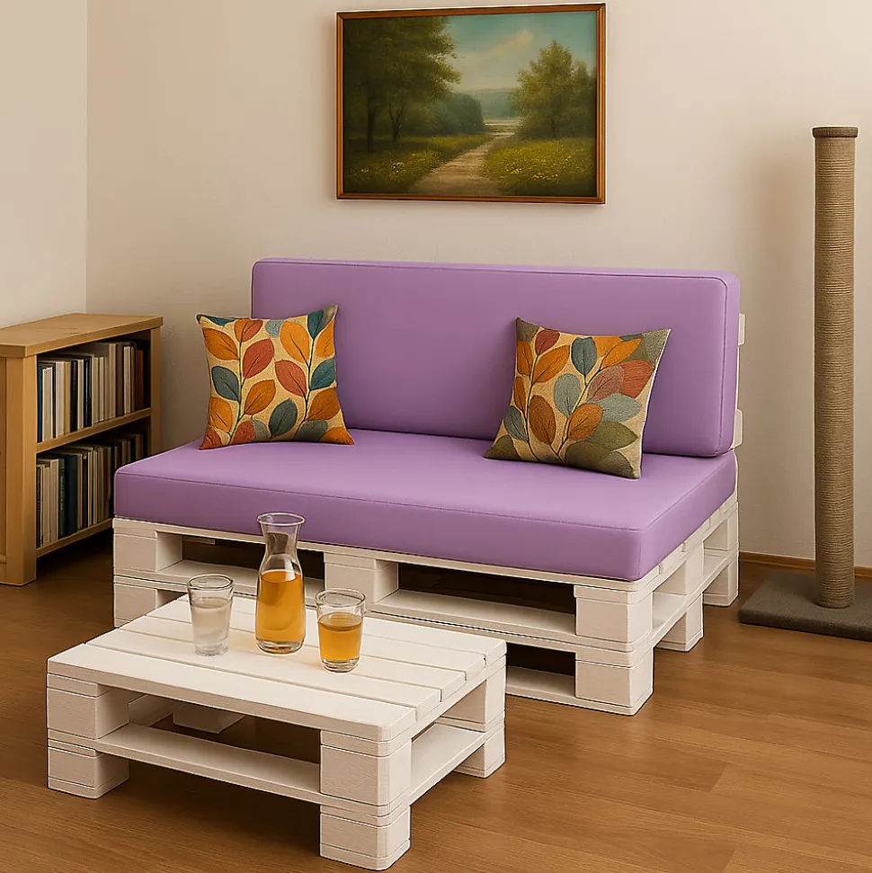 Coussin de palette 120x40x10cm assise, coussin de palette Violet clair, coussin de mobilier de jardin, coussin de jardin