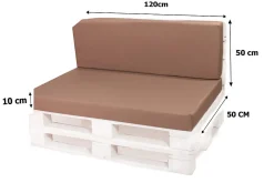 Coussin de palette 120x50x10cm assise, coussin de palette Beige, coussin de mobilier de jardin, coussin de jardin