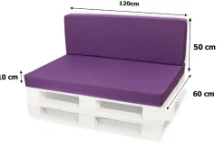 Coussin de palette 120x80x10cm assise, coussin de palette Violet, coussin de mobilier de jardin, coussin de jardin