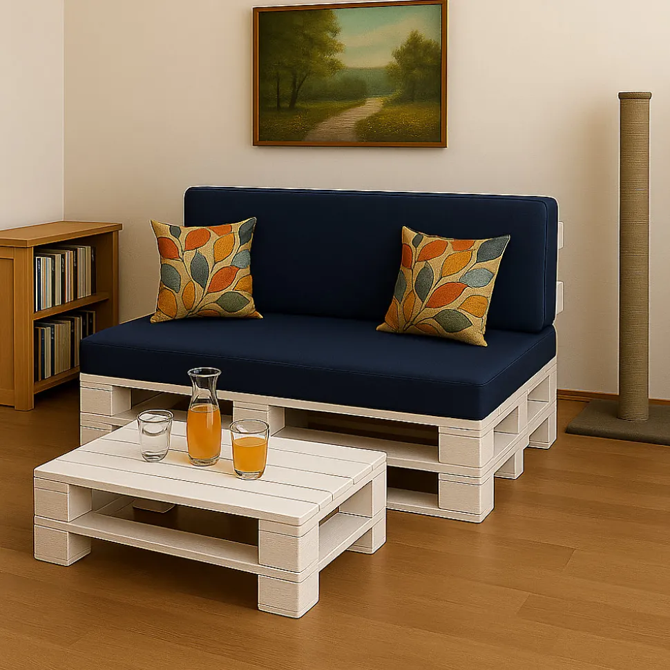 Coussin de palette 120x60x10cm assise, coussin de palette Bleu, coussin de mobilier de jardin, coussin de jardin