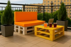 Coussin de palette 120x50x10cm assise, coussin de palette Orange, coussin de mobilier de jardin, coussin de jardin